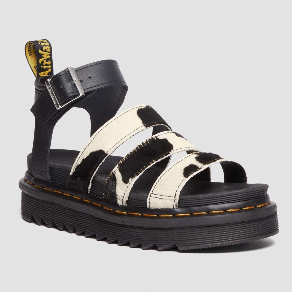 Dr Martens cow print strap sandals